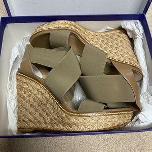 Stuart Weitzman espadrille wedges. Size 10 taupe color.